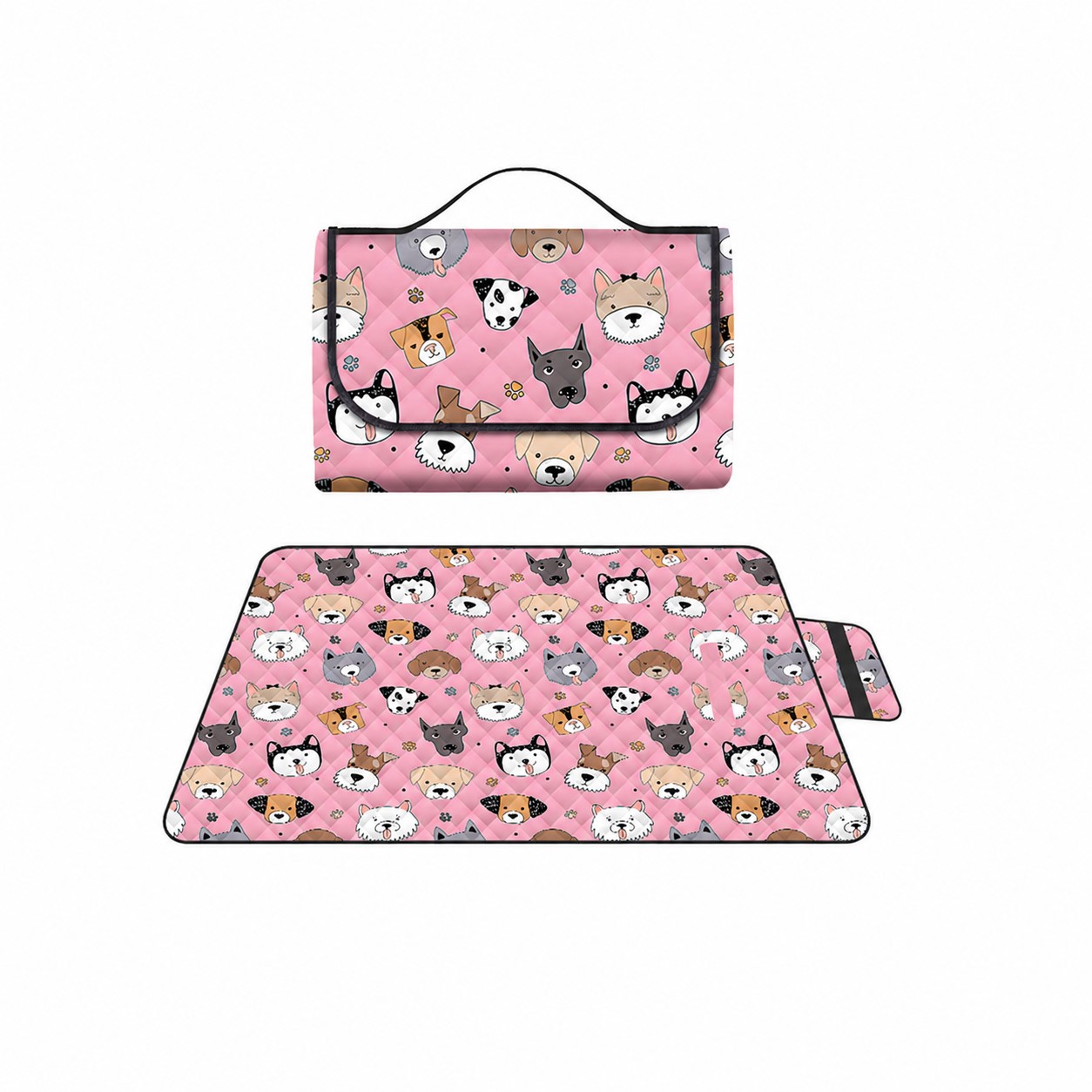 PEVA Picnic Blanket With Carry Flap — Pink