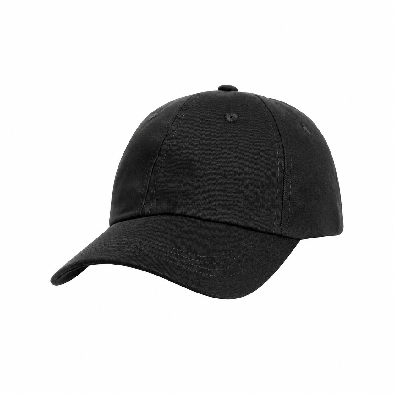 Low-Profile Fit Cotton Twill Front Cap — Black