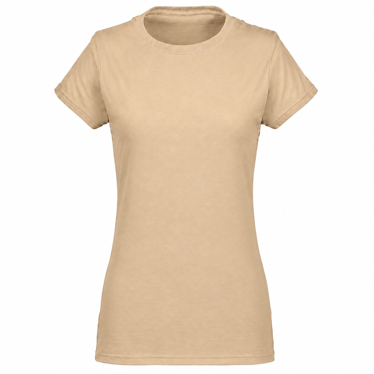 Ladies Soft Cotton Crewneck Tee — Tan Beige