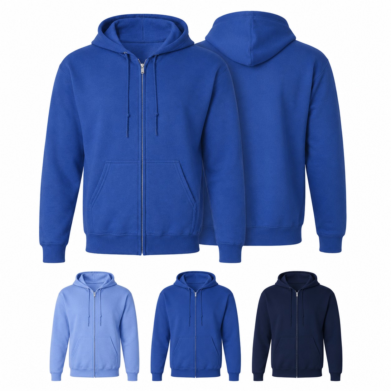 Full Zip Cotton Polyester Fleece Hoodie