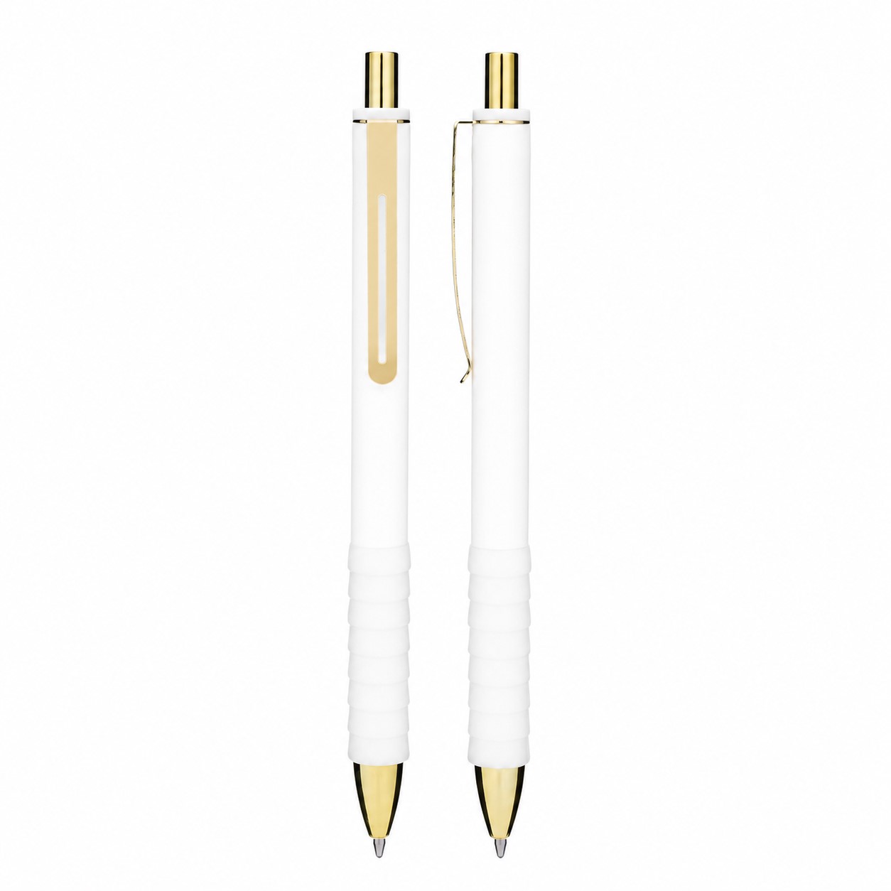 Rubber Grip Click Ballpoint Pen — White