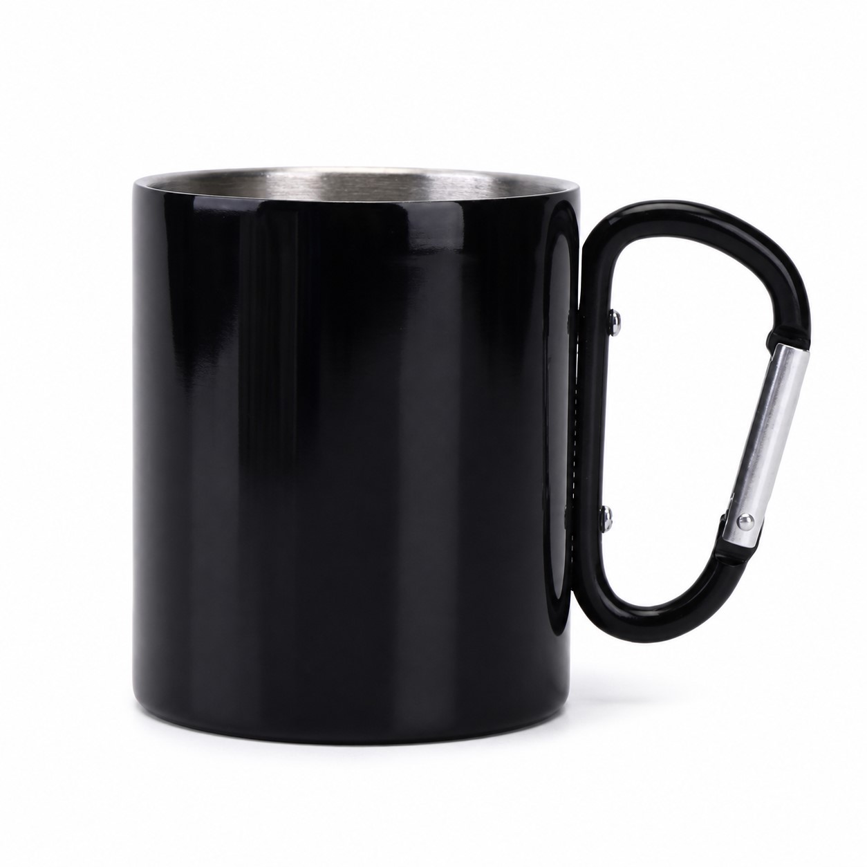 Brushed Stainless Steel Carabiner Camping Mug — view 2