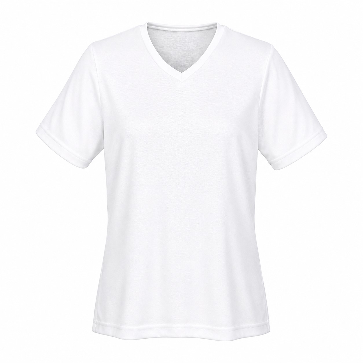 Ladies Mesh Polyester V Neck Shirt — White