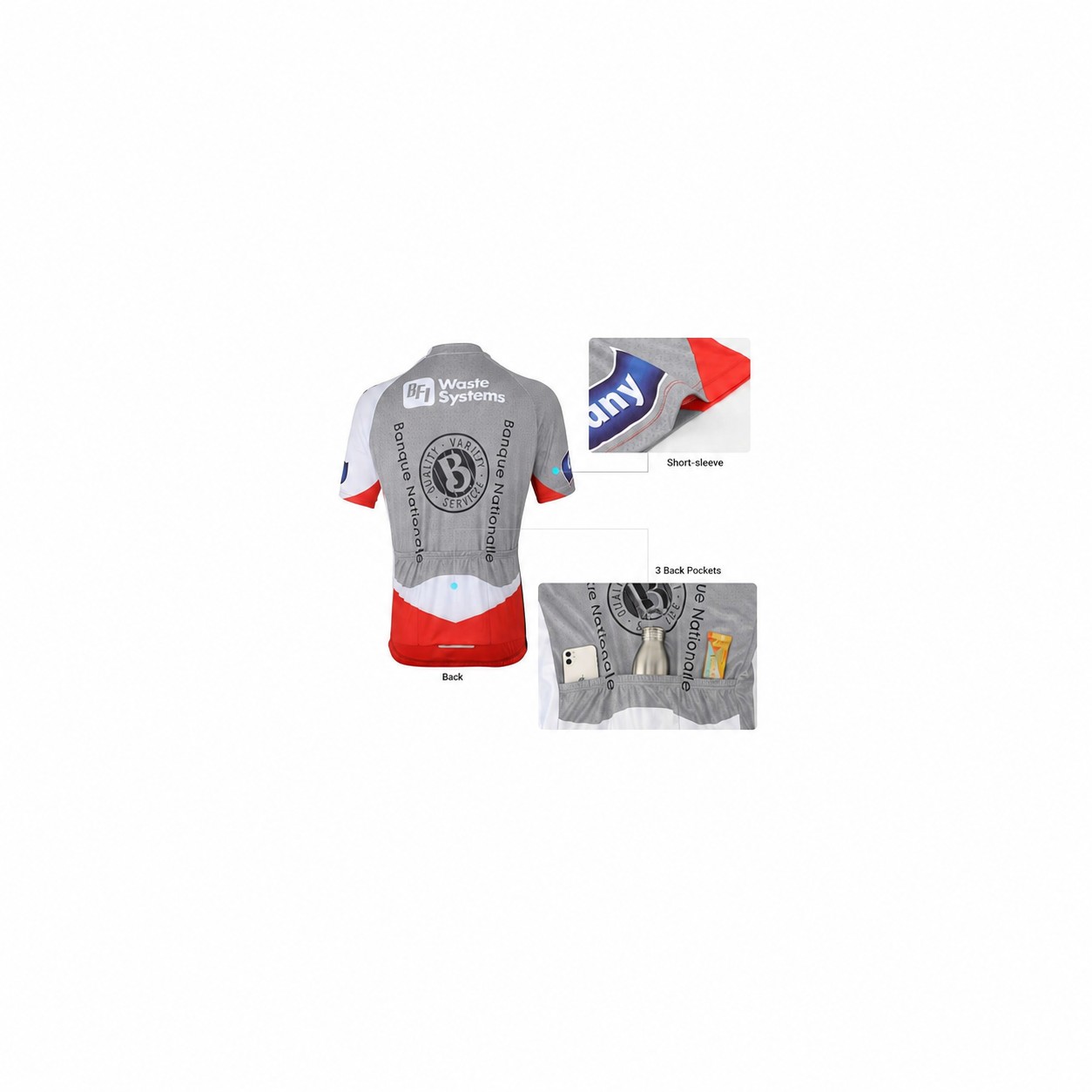 Mesh Polyester Cycling Team Jersey — Silver