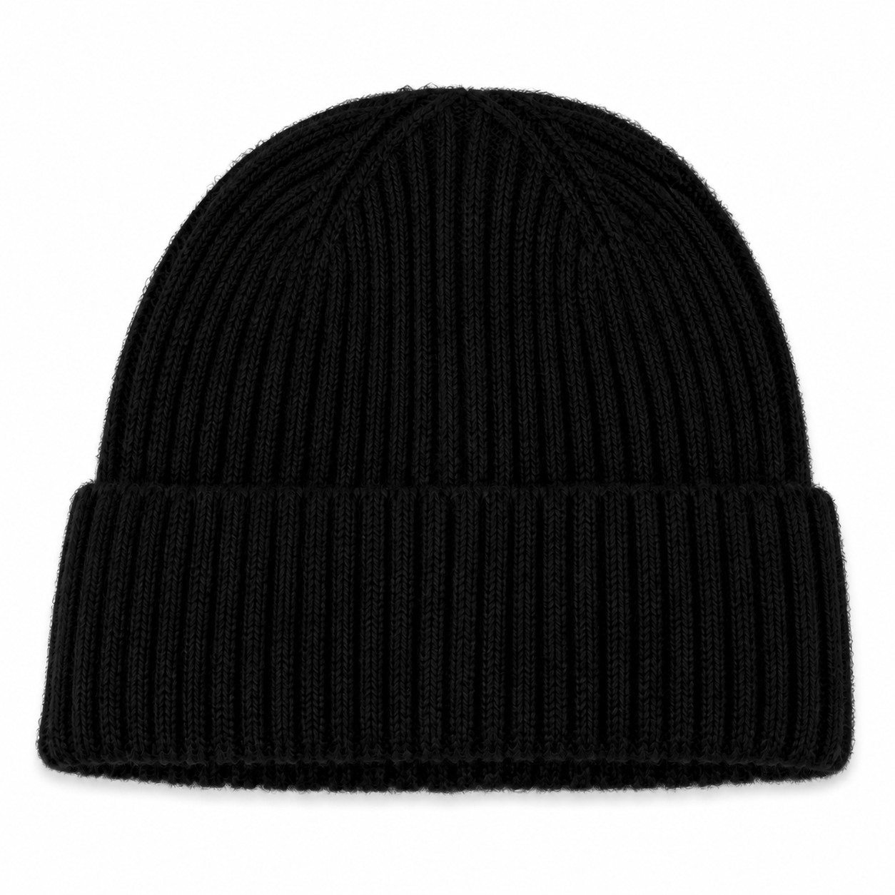 Cashmere Rib Knit Beanie — Black