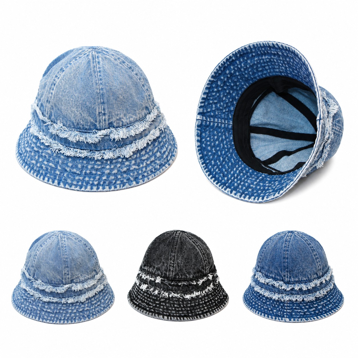 Frayed Denim Bucket Hat