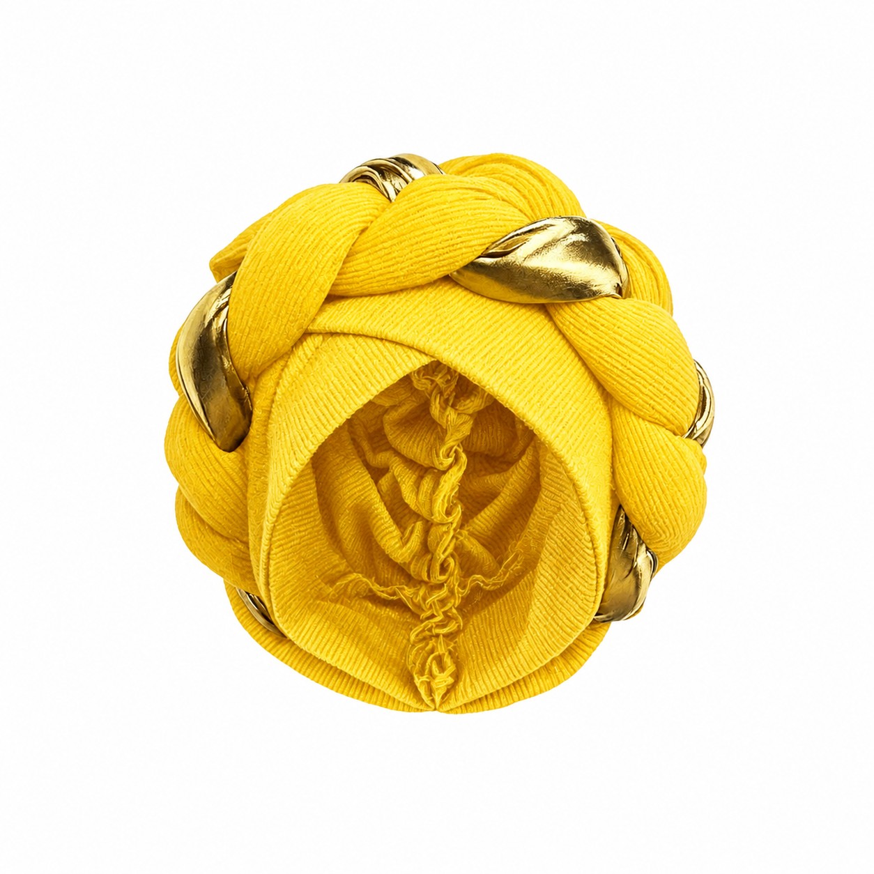 Cotton Color Block Turban Headwrap — Yellow