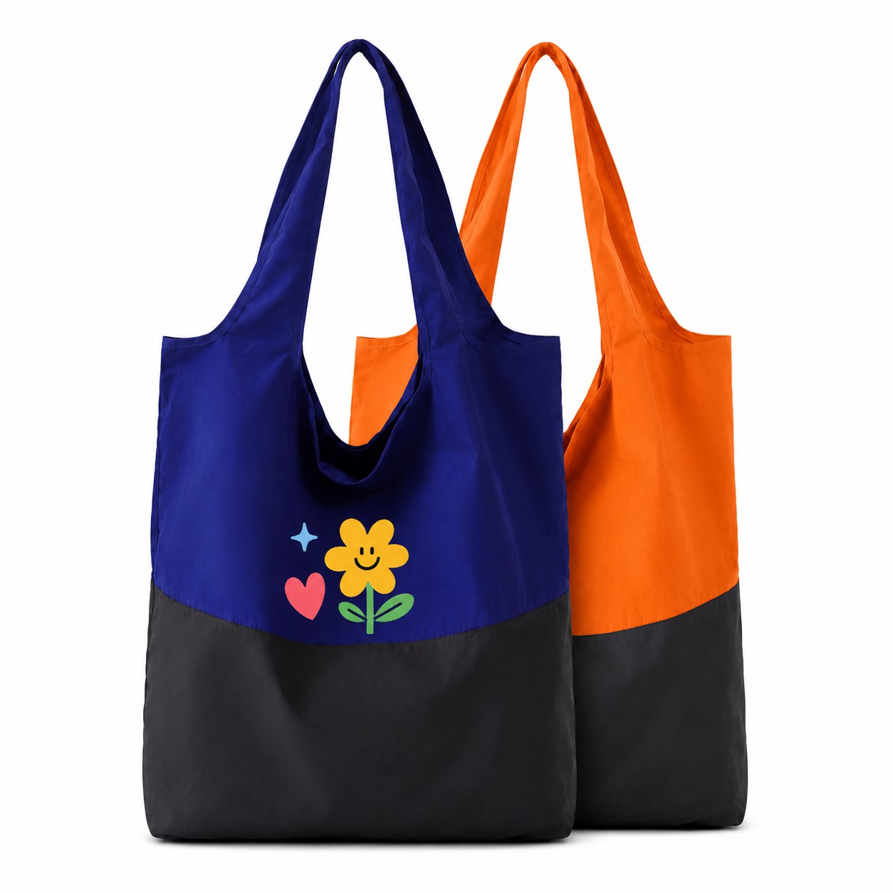 Two Tone Packable Fabric Market Tote