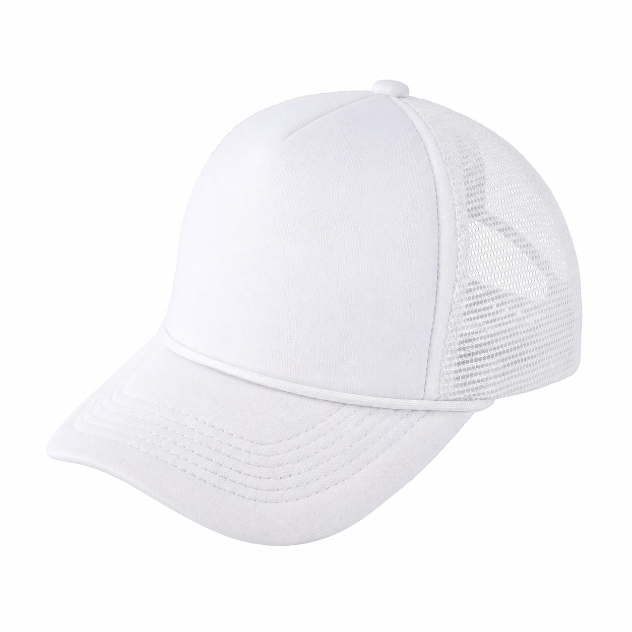 Polyester Adjustable Snapback Cap — White
