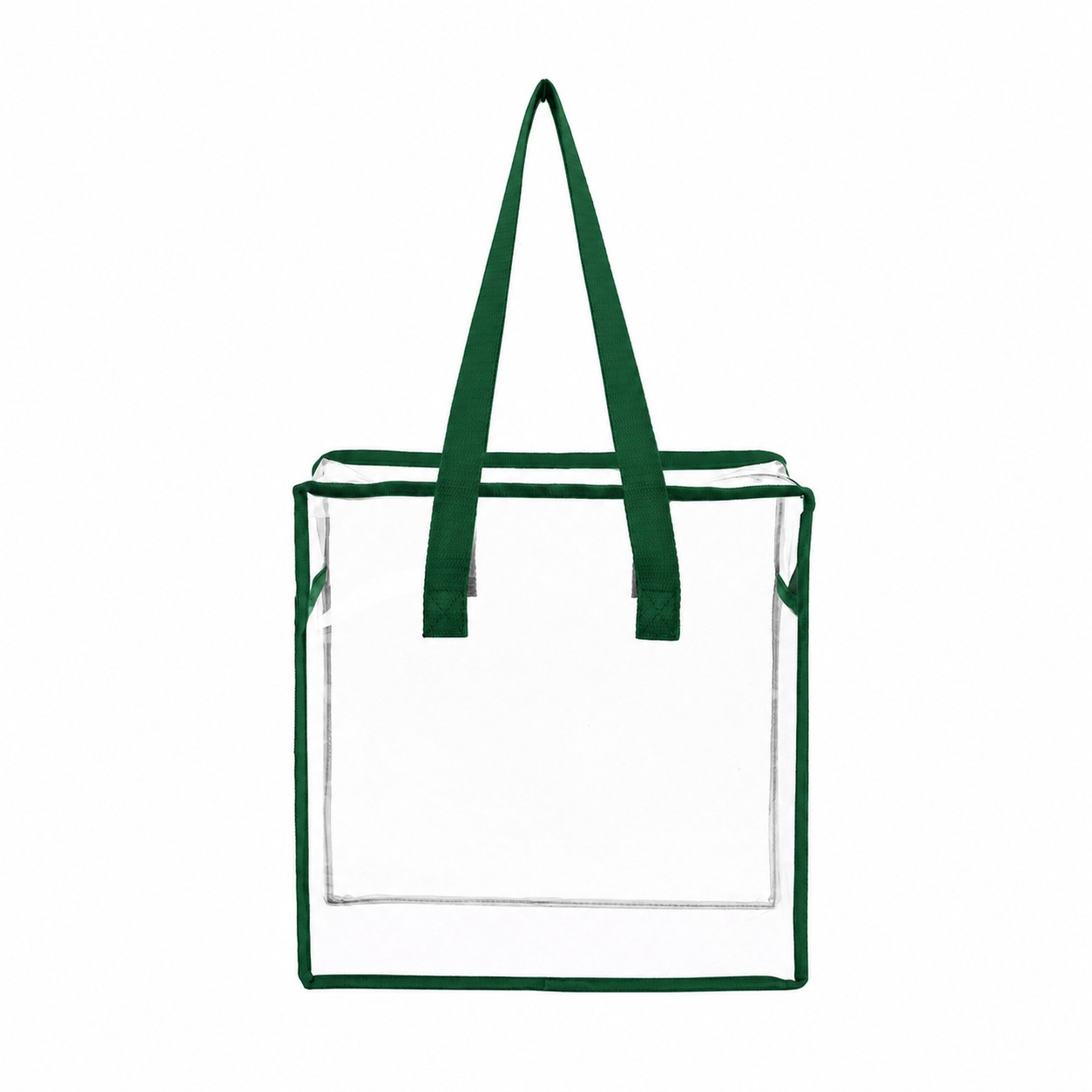 PVC And Polyester Zippered Storage Tote Bag — Forest Green