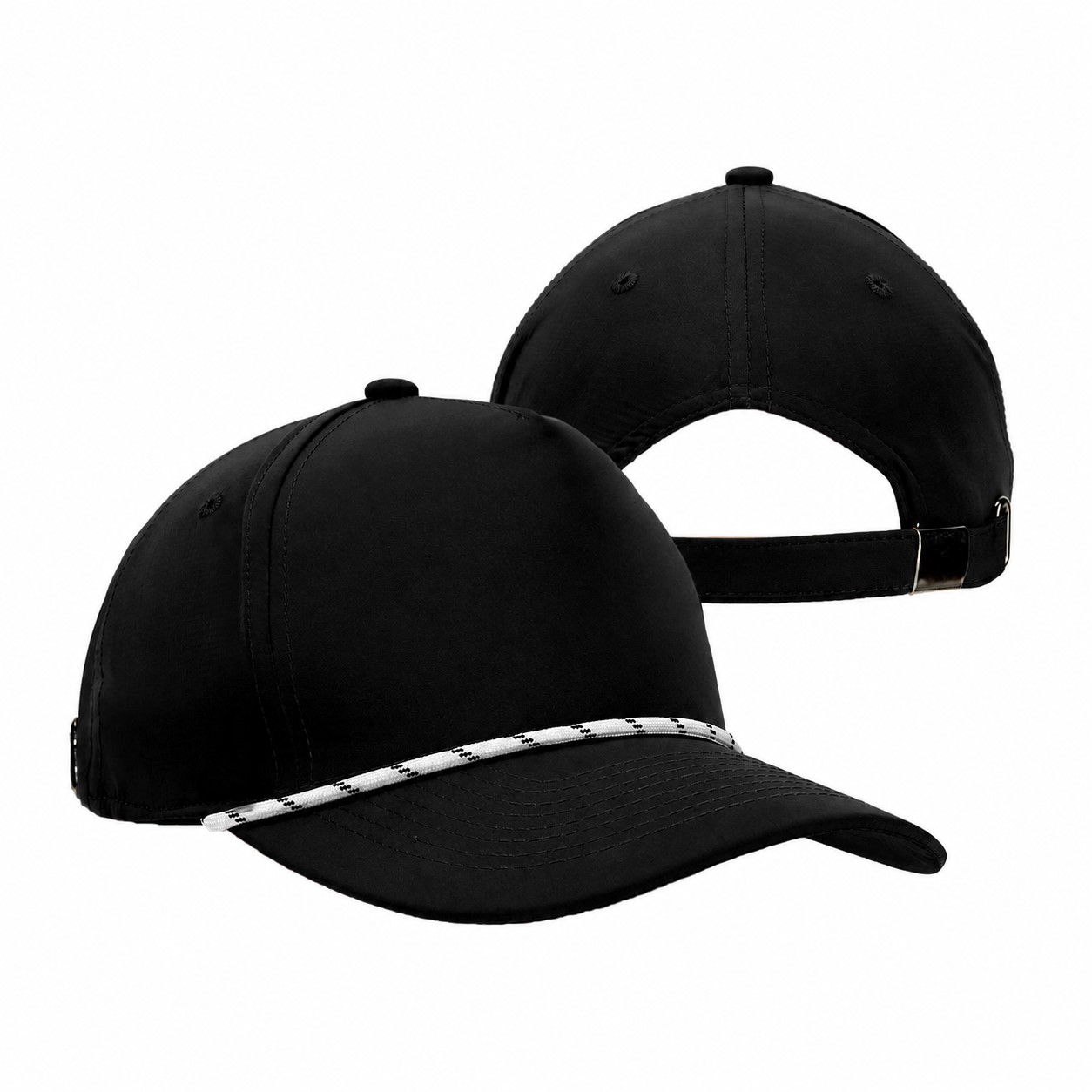 Polyester Adjustable Metal Buckle Cap — Black