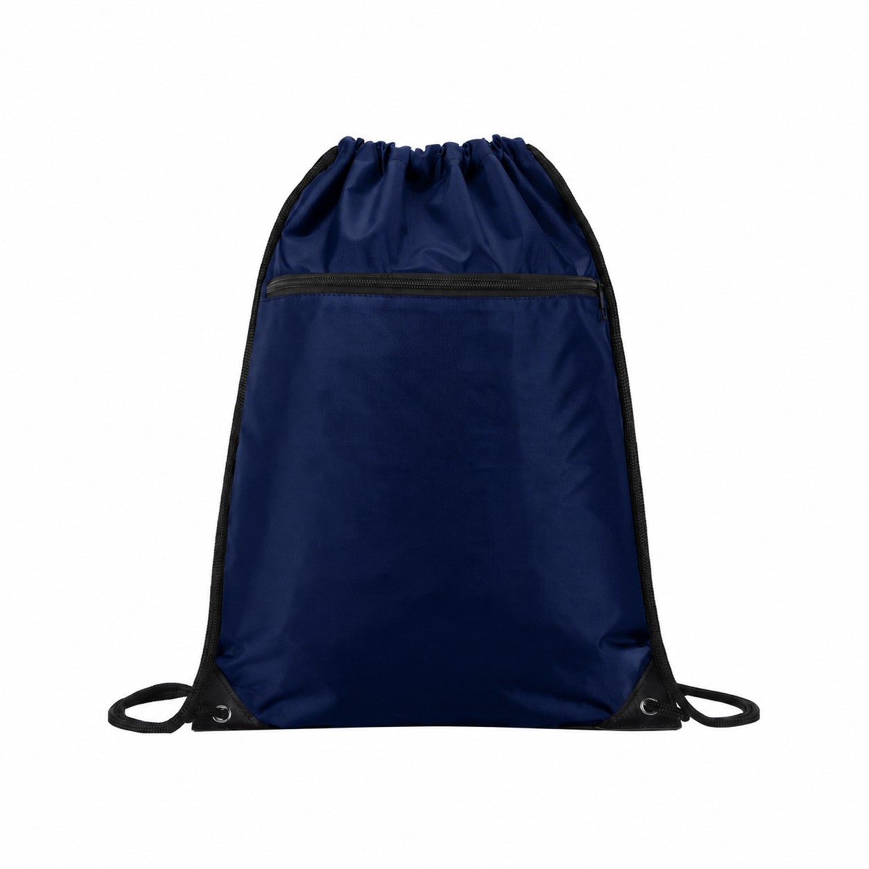 420D RPET Zipper Drawstring Bag — Navy Blue
