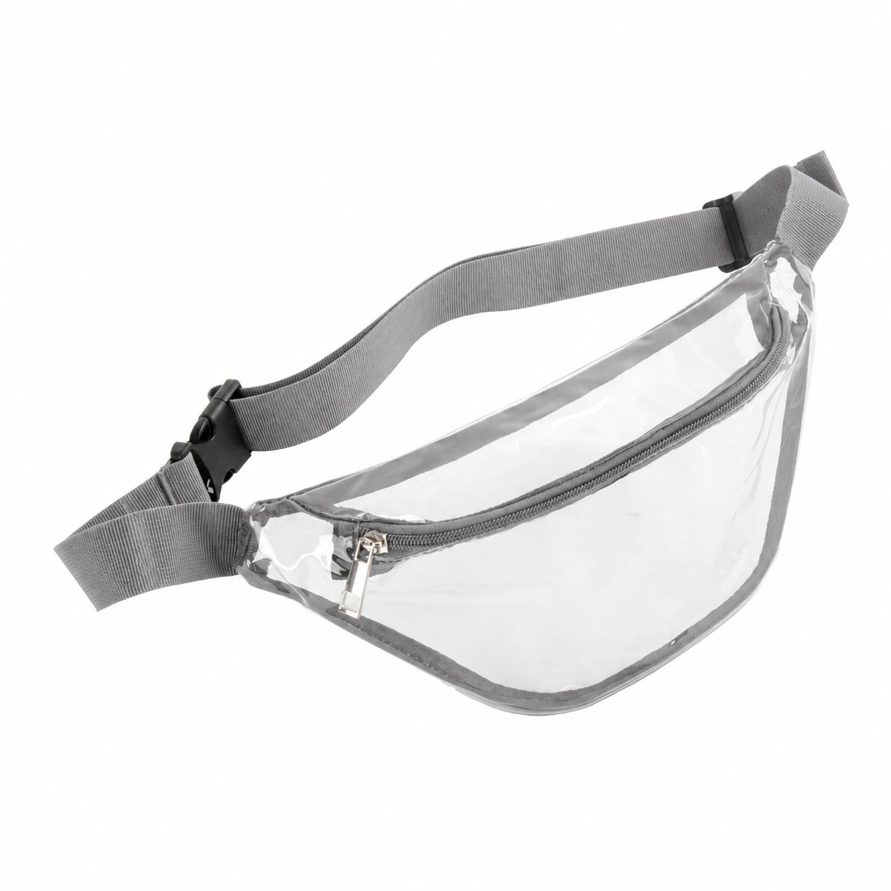 PVC Zippered Storage Fanny Pack — Gray