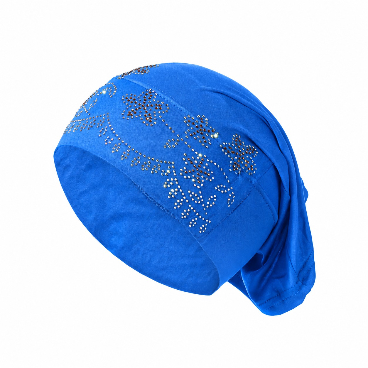 Rhinestone Elastic Turban Head Wrap — Bright Blue