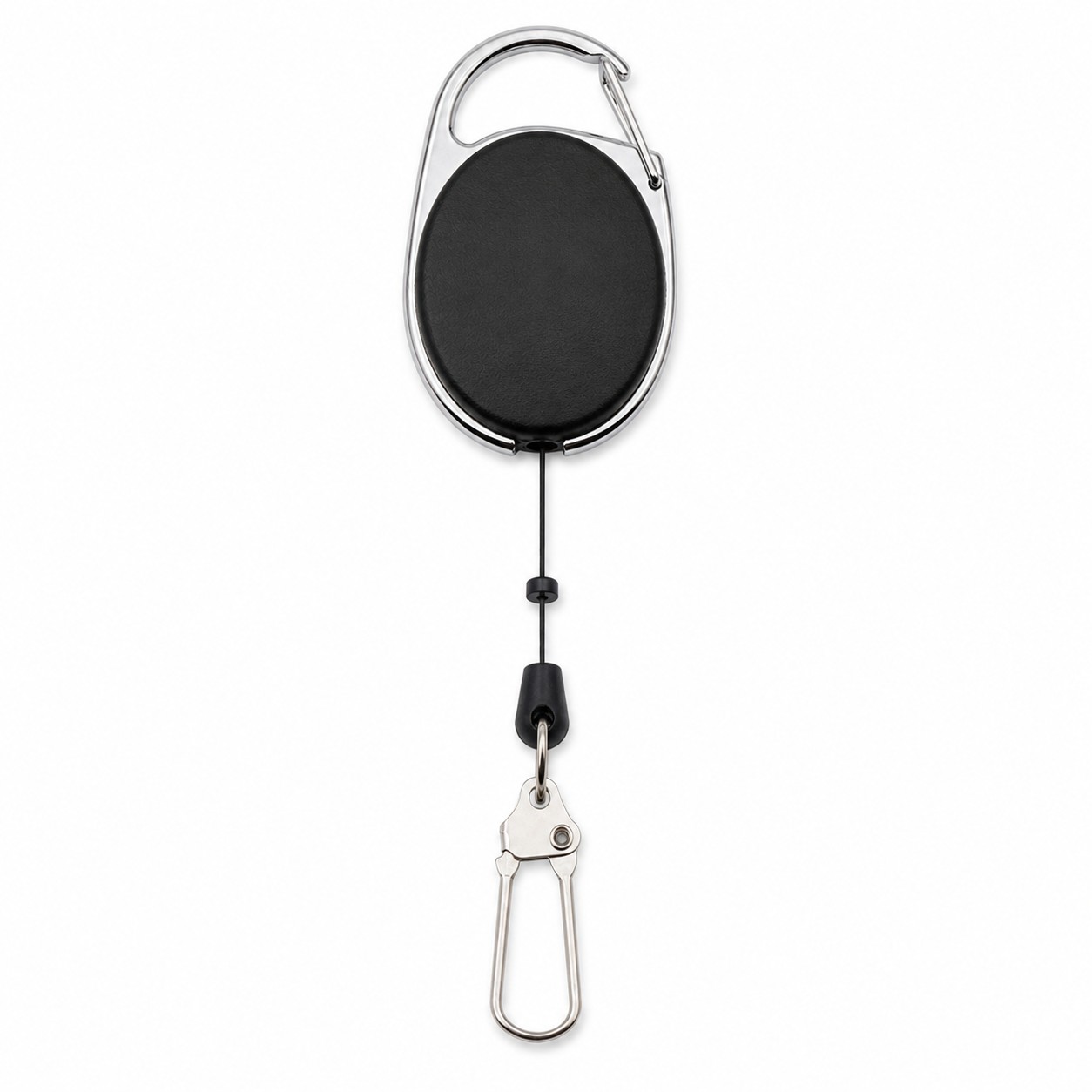 Oval Stainless Steel Carabiner Badge Reel — view 2