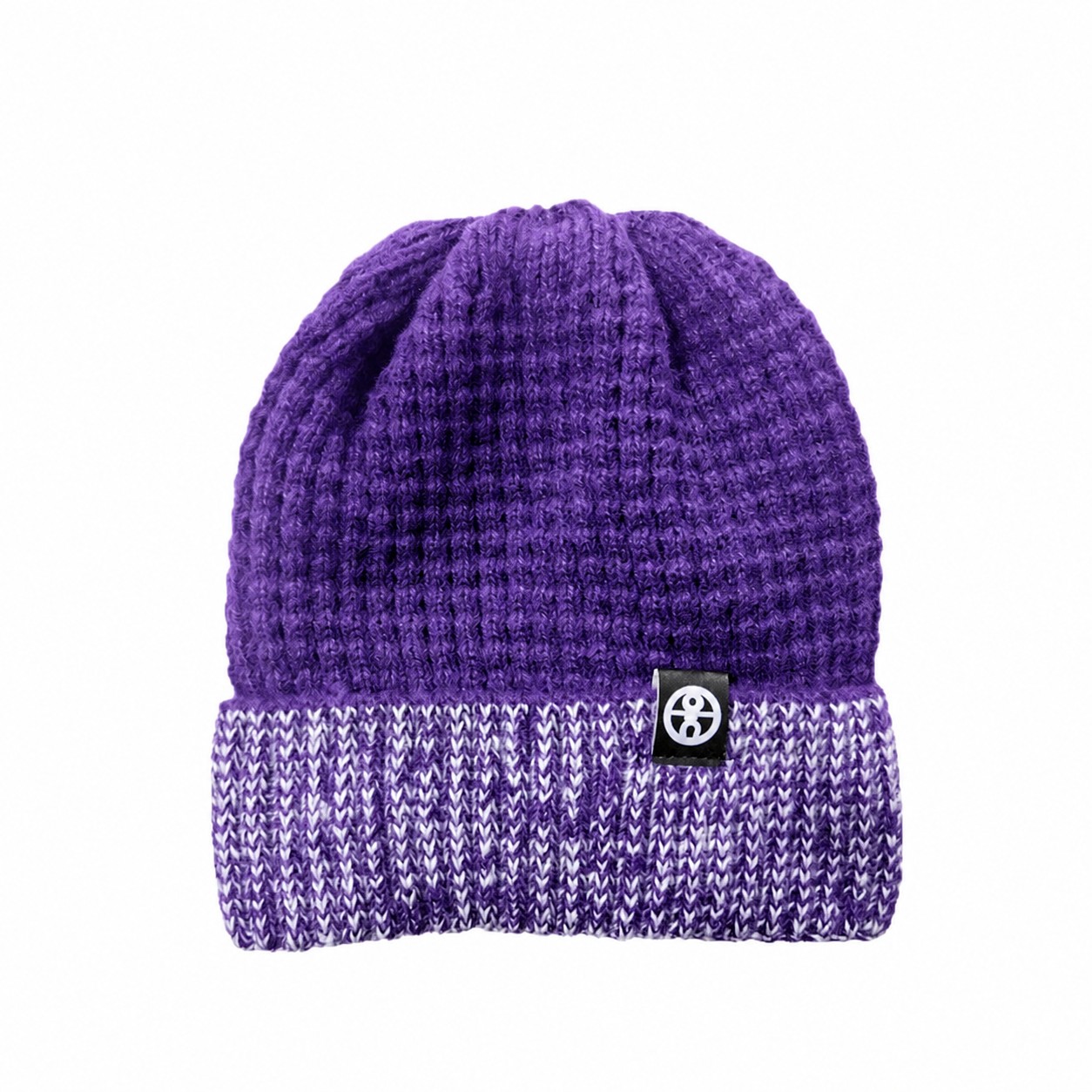 Knit Polyester Cuff Beanie Hat — Purple