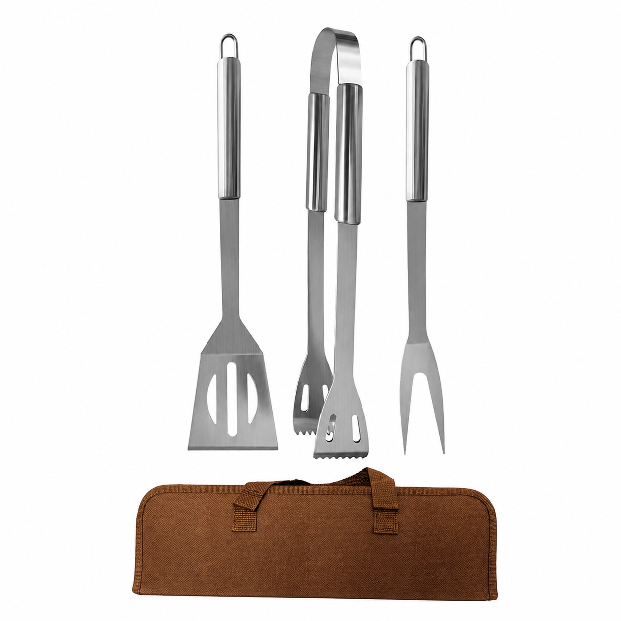 Three Piece Stainless Grill Set — Brown