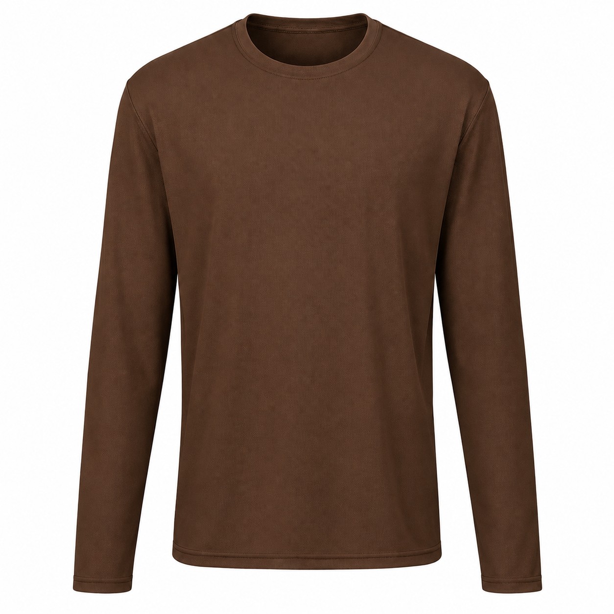Ladies Polyester Spandex Zip Neck Pullover — Brown