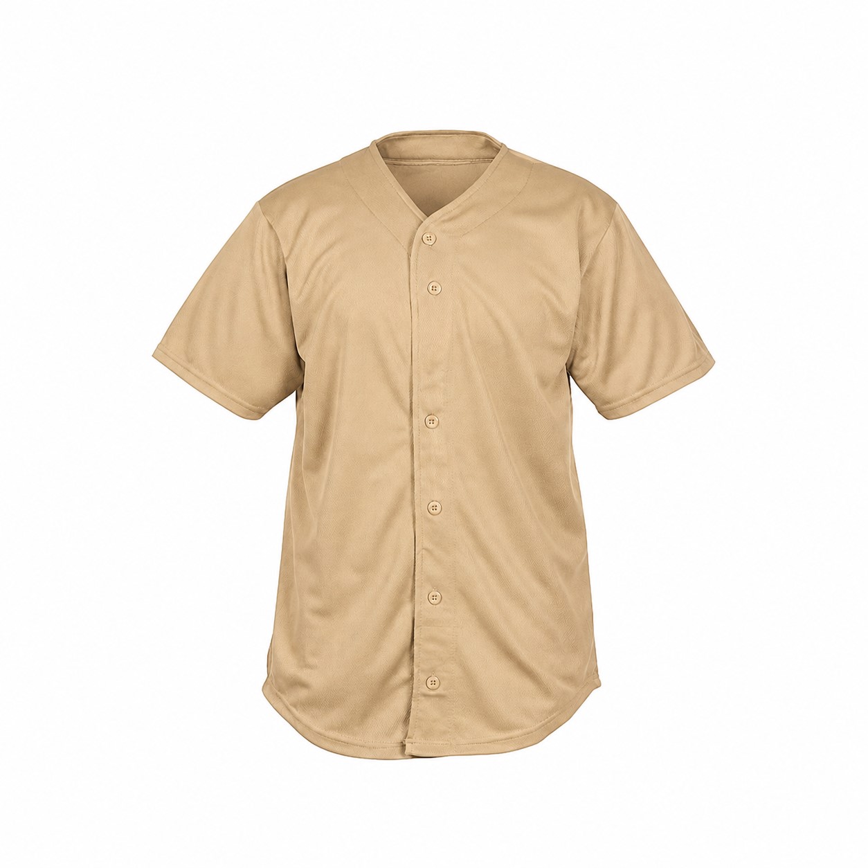 Mesh Full Button Baseball Jersey — Tan Beige