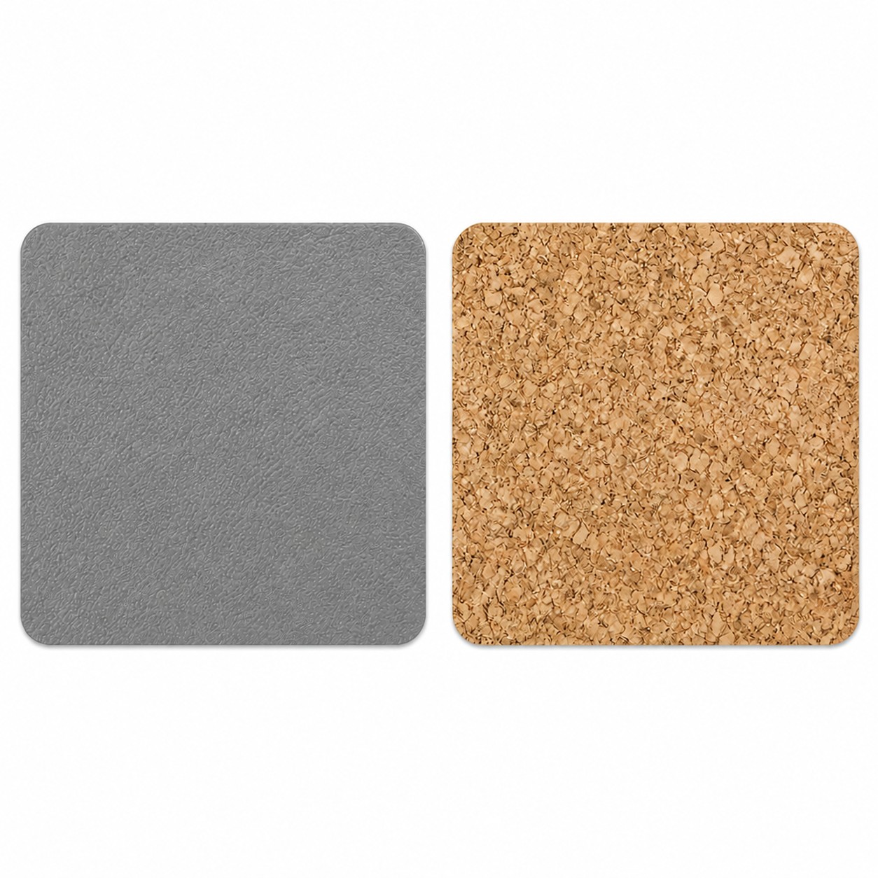 Round PU Leather Cork Coaster — Gray