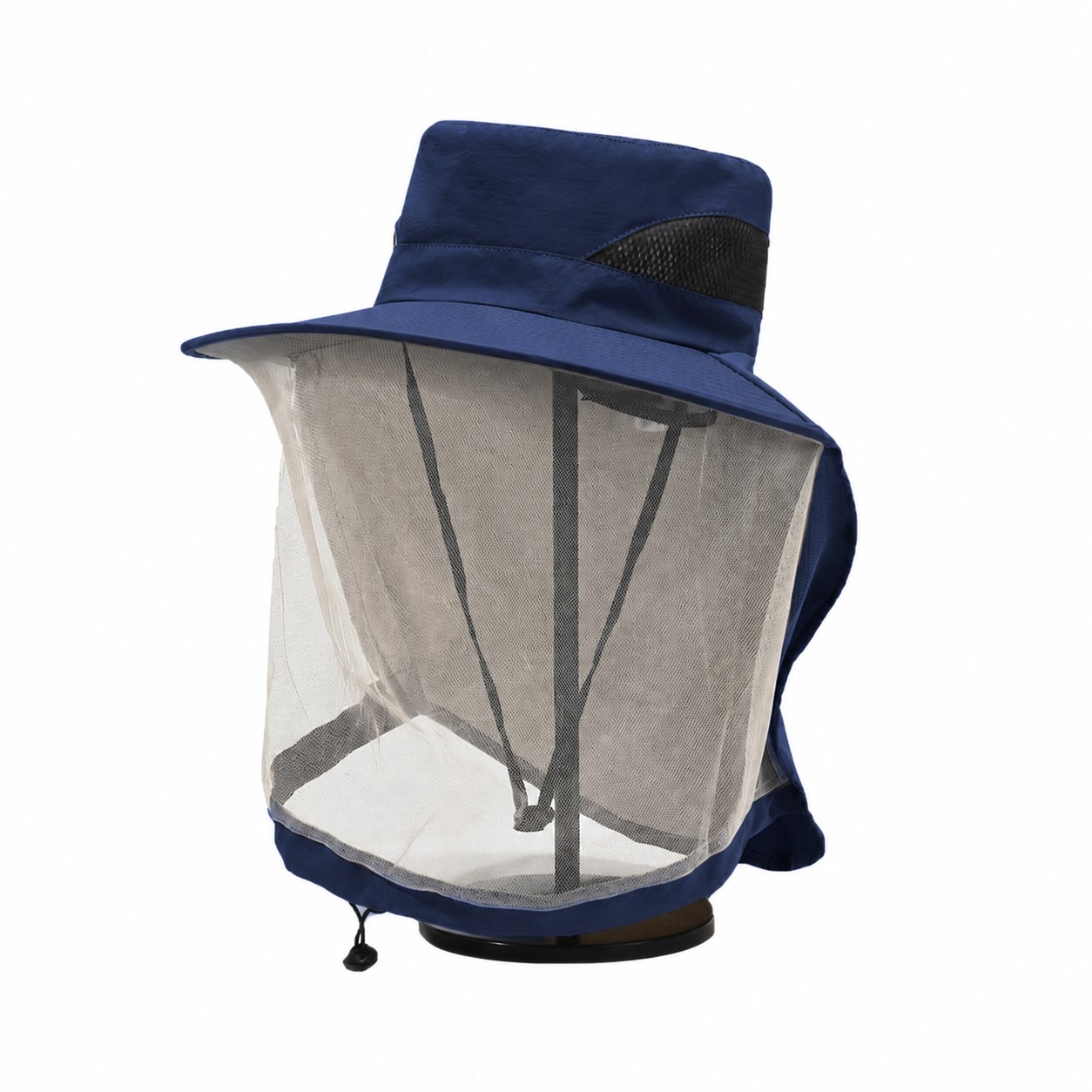 Polyester Mesh Shield Bucket Hat — Navy Blue