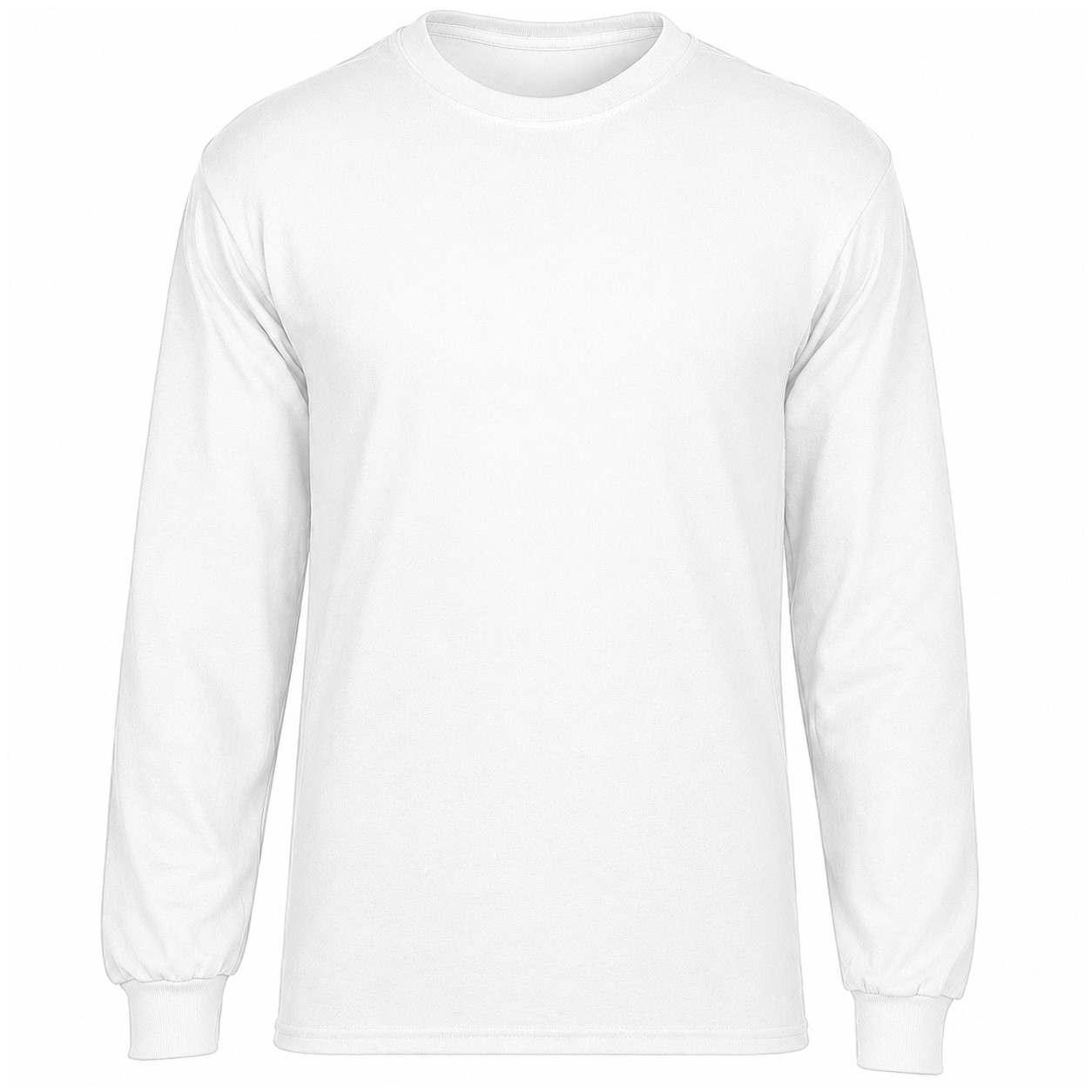 Long Sleeve Cotton Polyester Crew Shirt — White