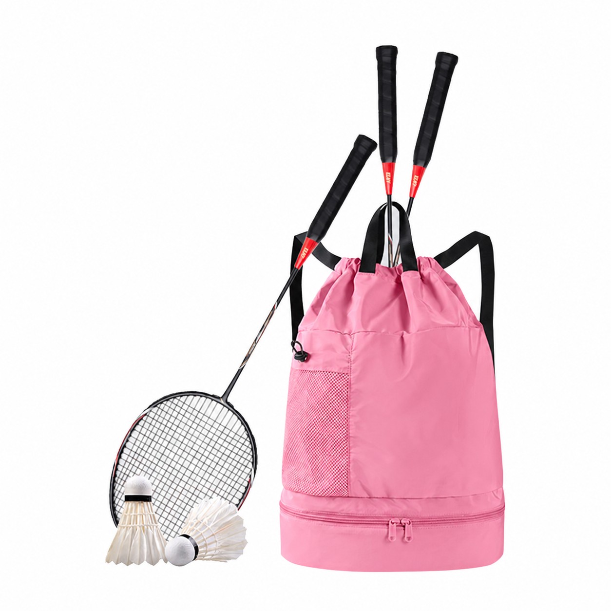 Polyester Drawstring Sports Backpack — Pink