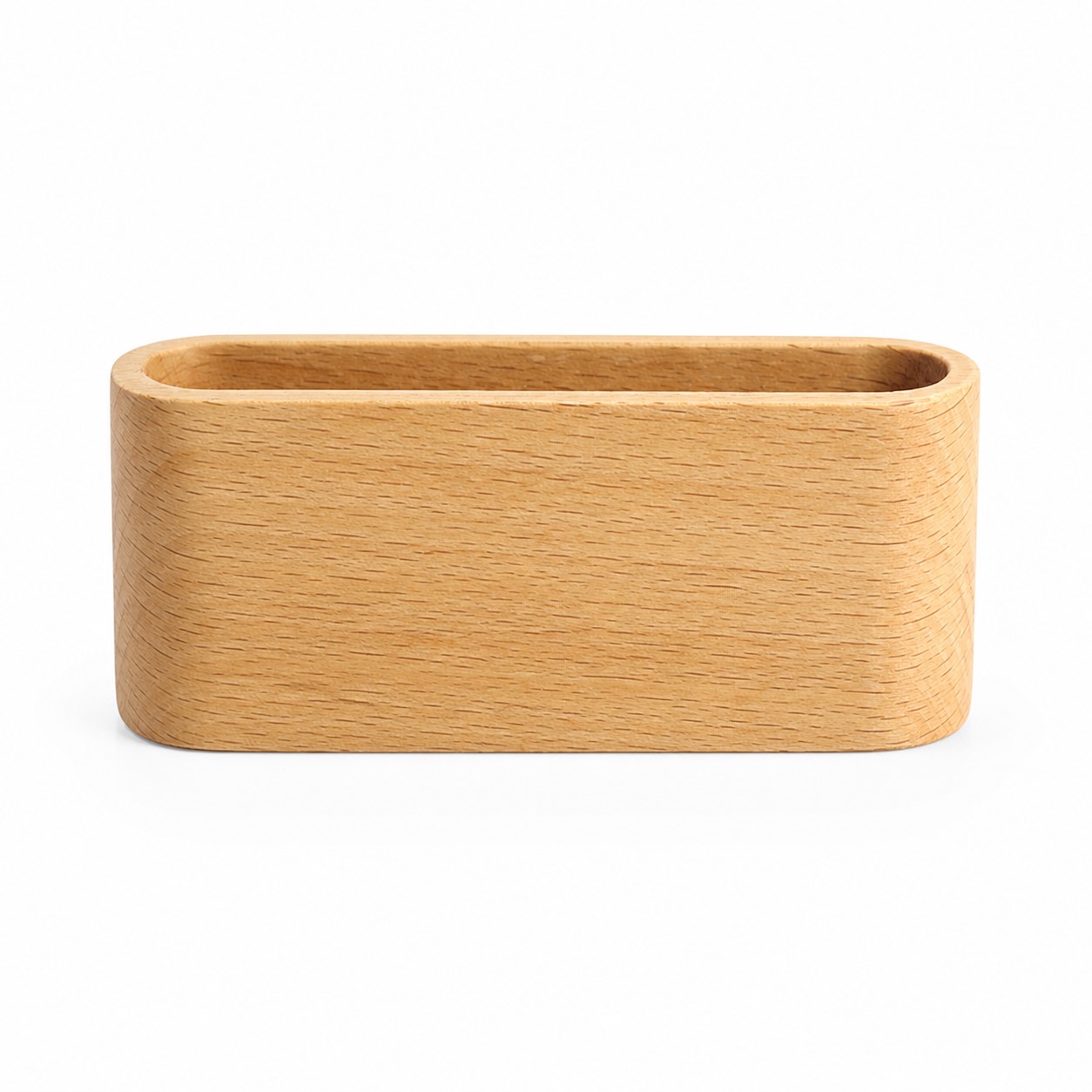 Smooth Wood Desktop Business Card Holder — view 2