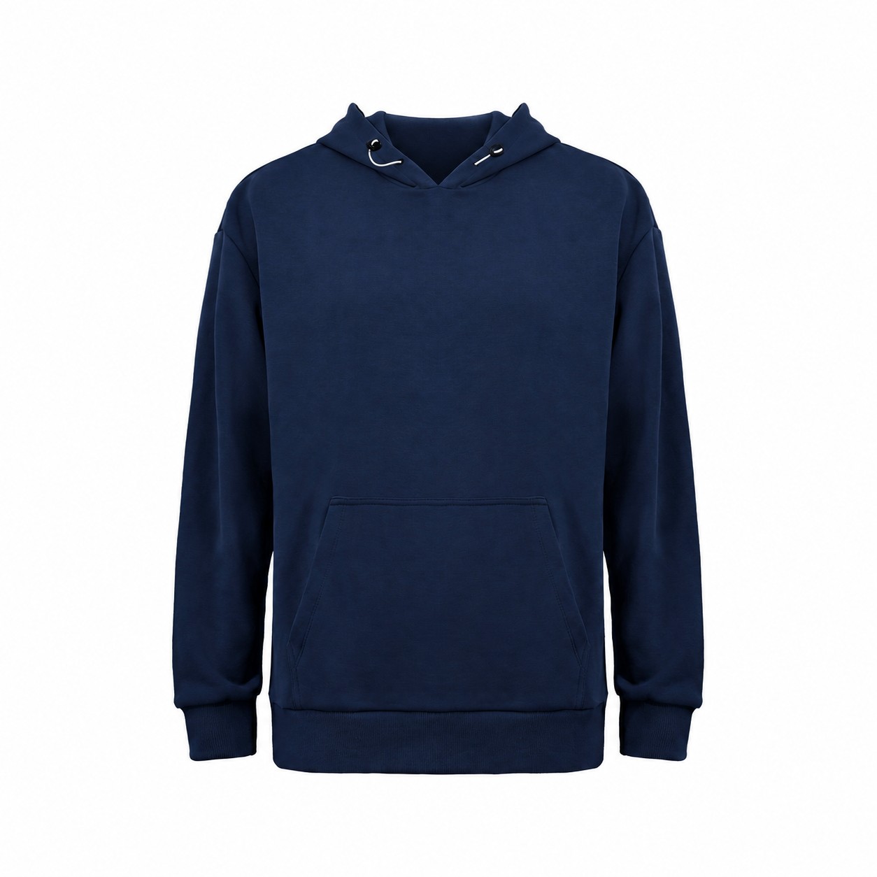 Cotton-Polyester Blend Smooth Surface Hoodie — Navy Blue