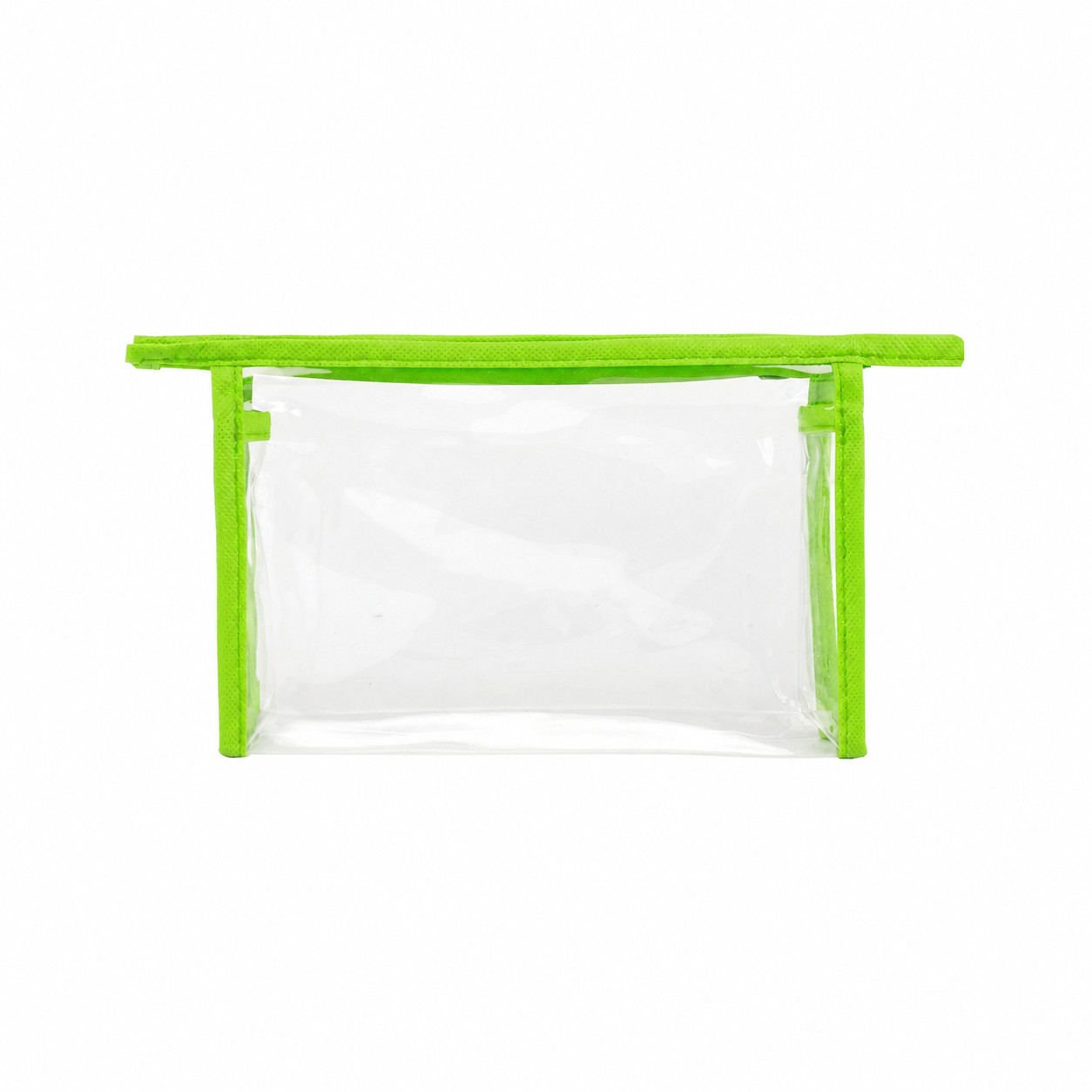 Clear PVC Carry Handle Toiletry Bag with 80GSM Non-Woven Trim — Lime Green