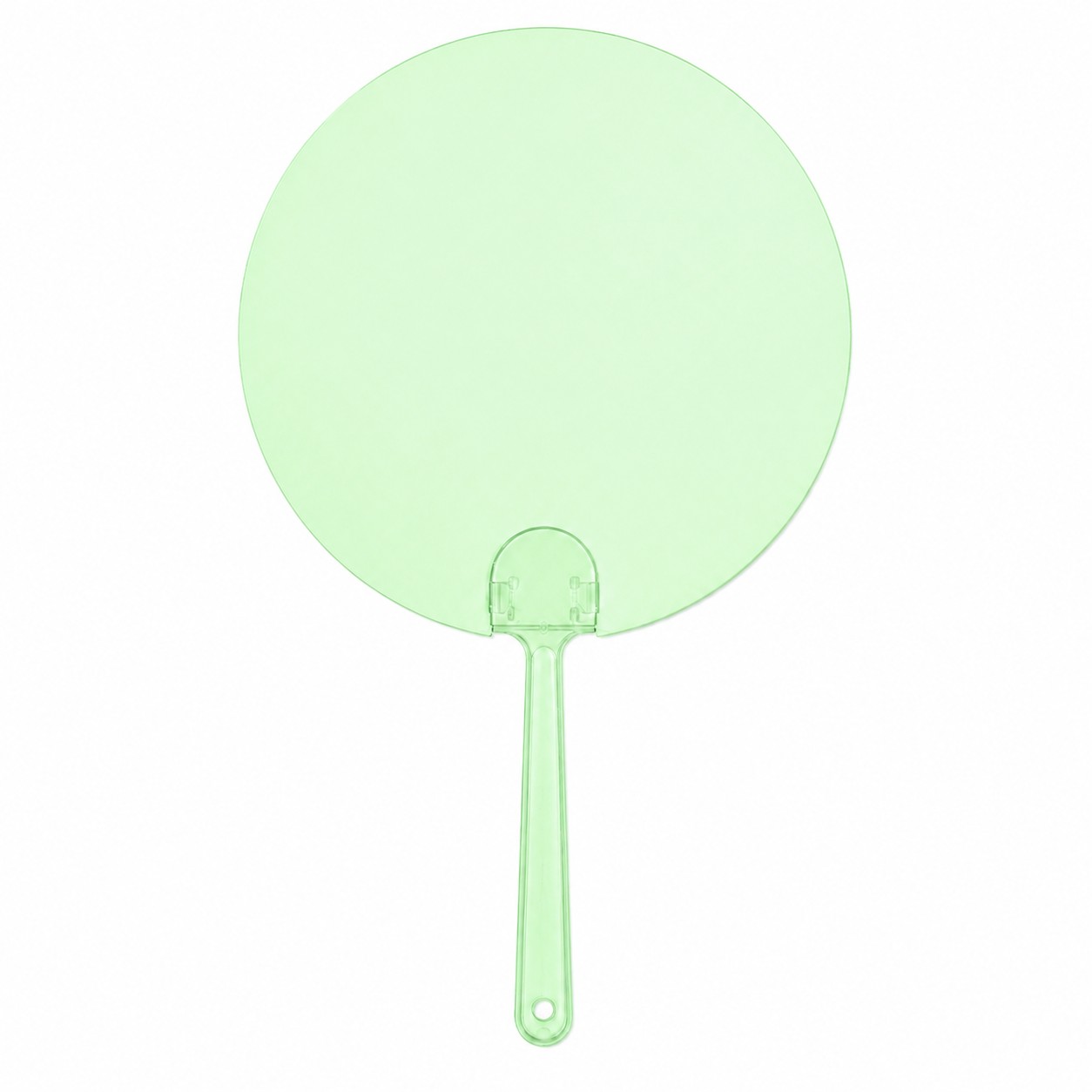Large Round Plastic Hand Fan — Light Green