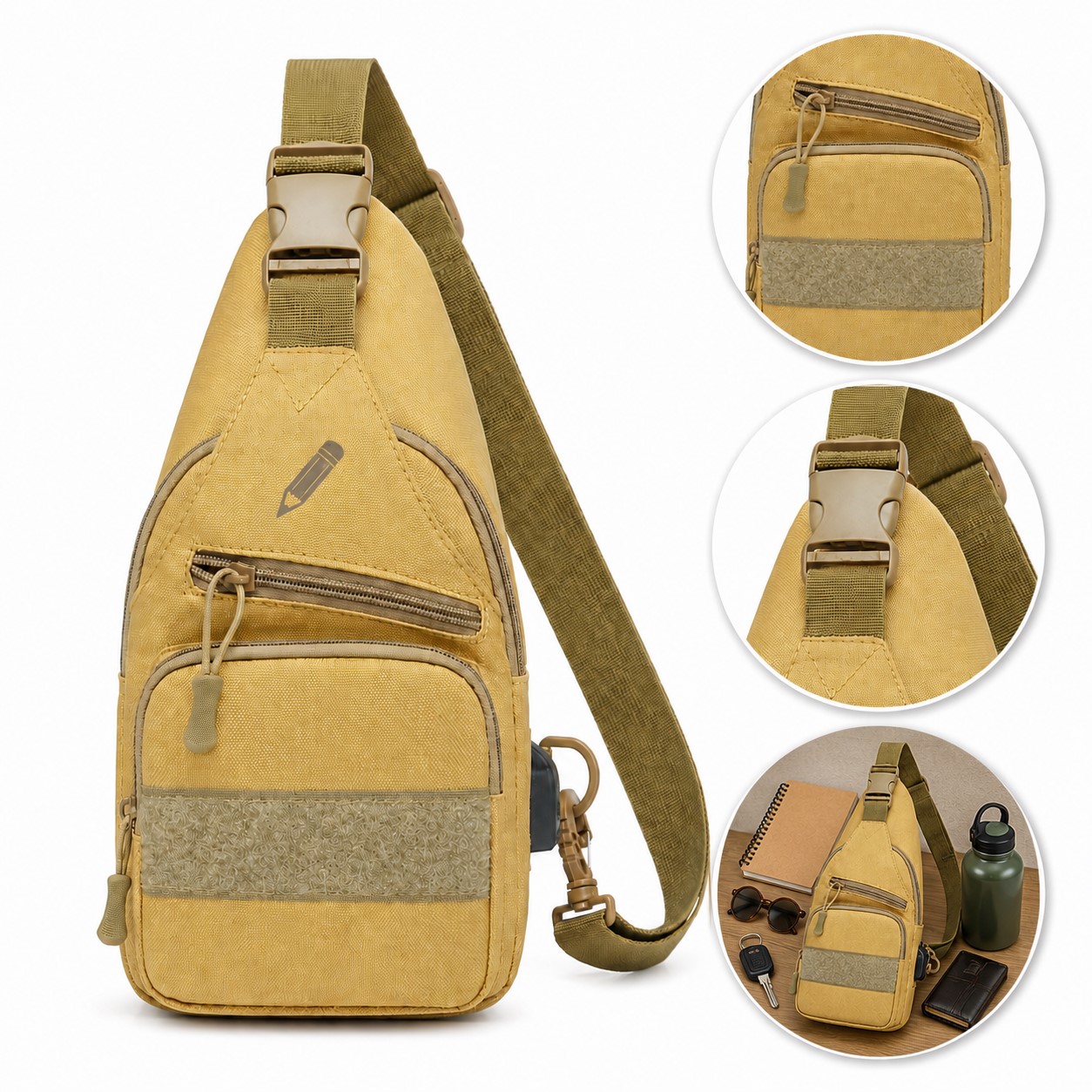Polyester Multi Pocket Sling Backpack