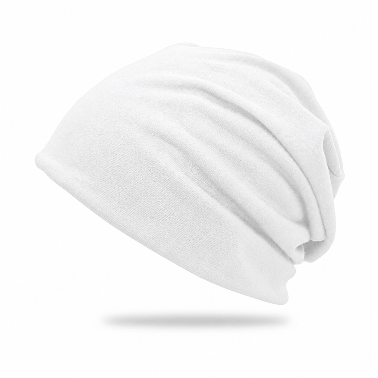 Polyester Slouchy Beanie Hat — White