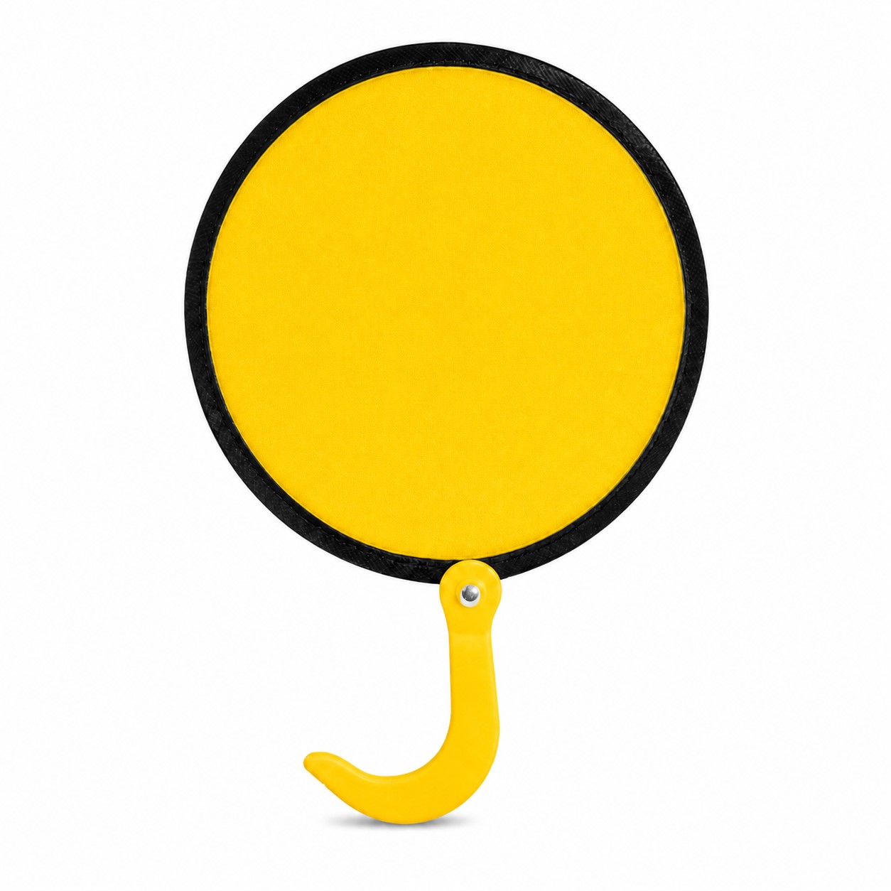 Round Twist Frame Nylon Hand Fan — Yellow