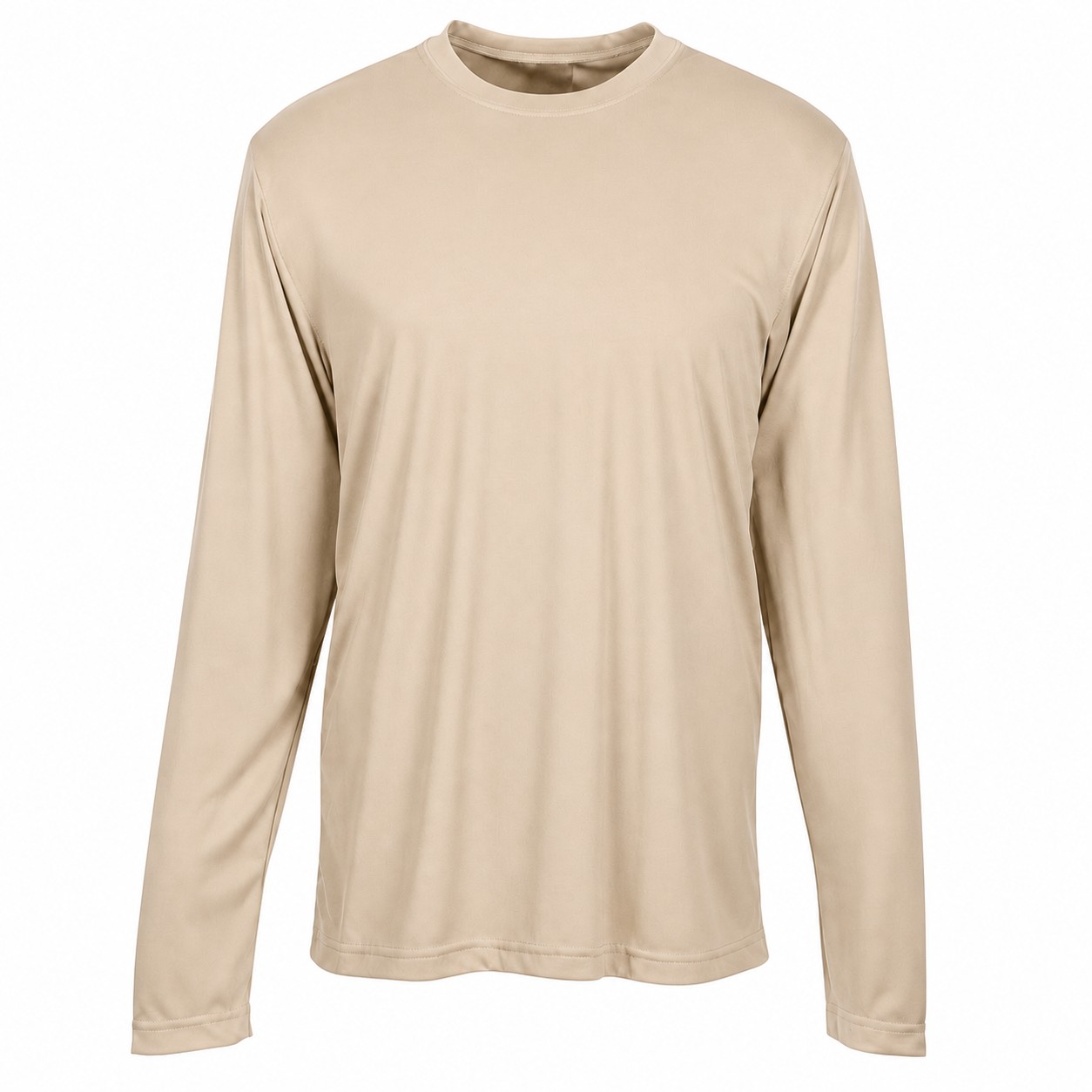 Polyester Long Sleeve Athletic T Shirt — Beige