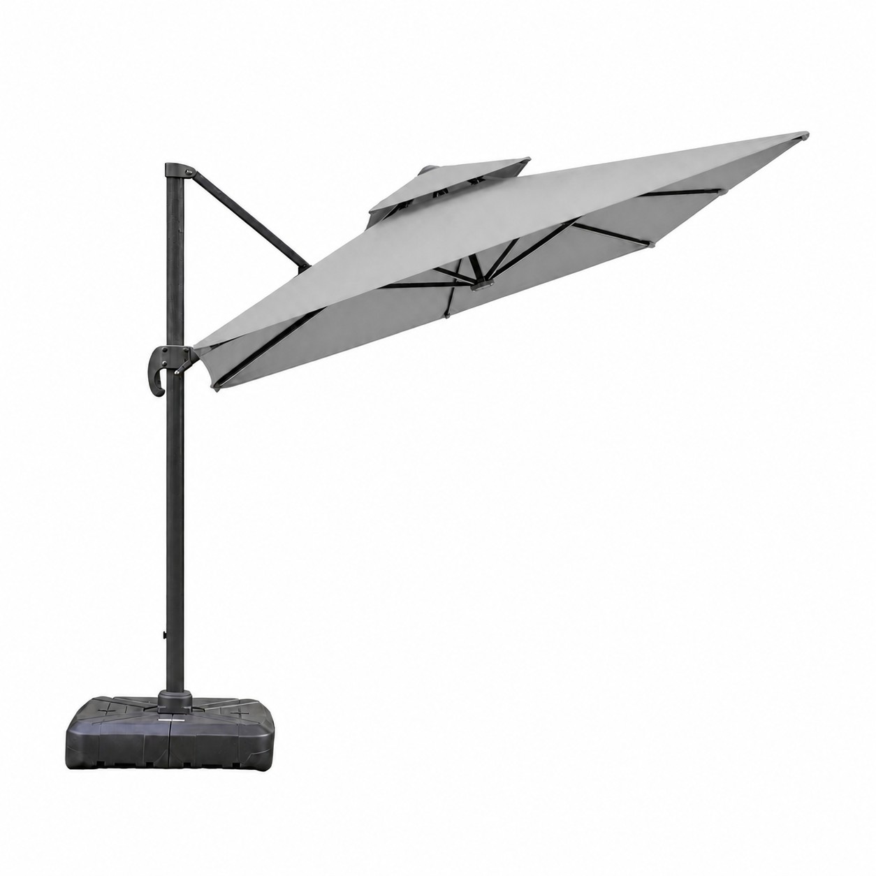 Square Cantilever Patio Umbrella — Nickel Silver