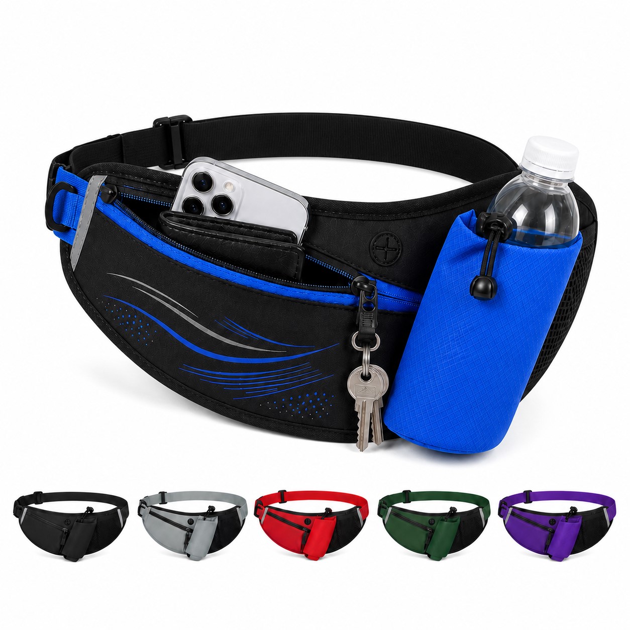 Nylon Running Fanny Pack With Mesh Pocket
