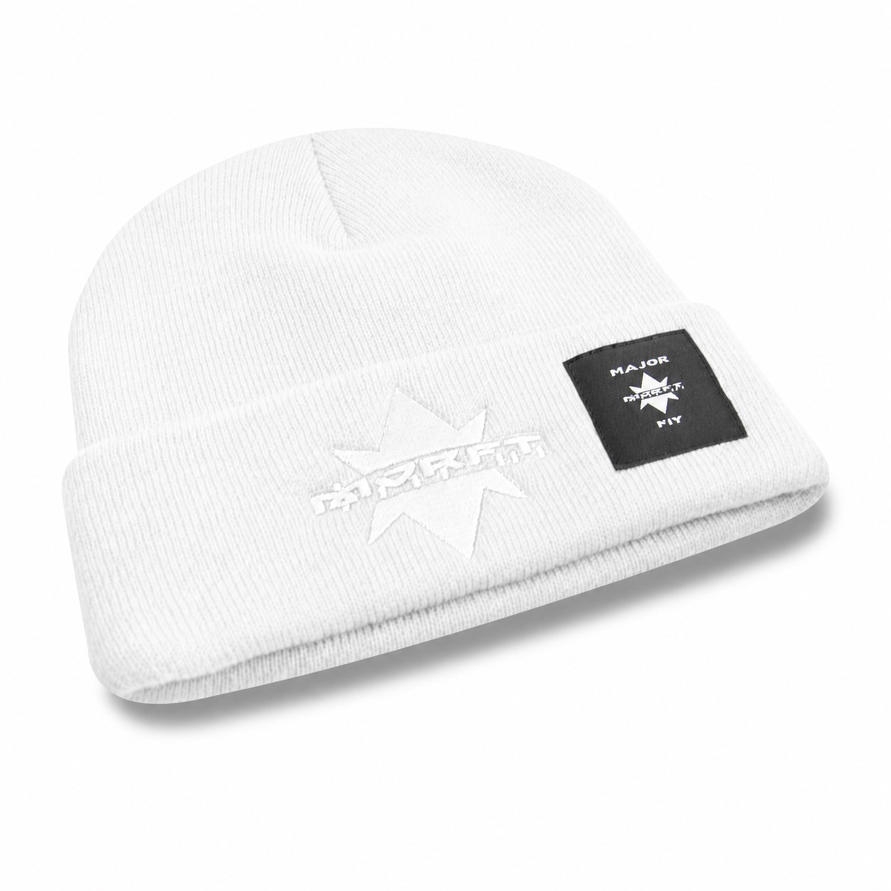 Wool Yarn Knit Beanie Hat — White