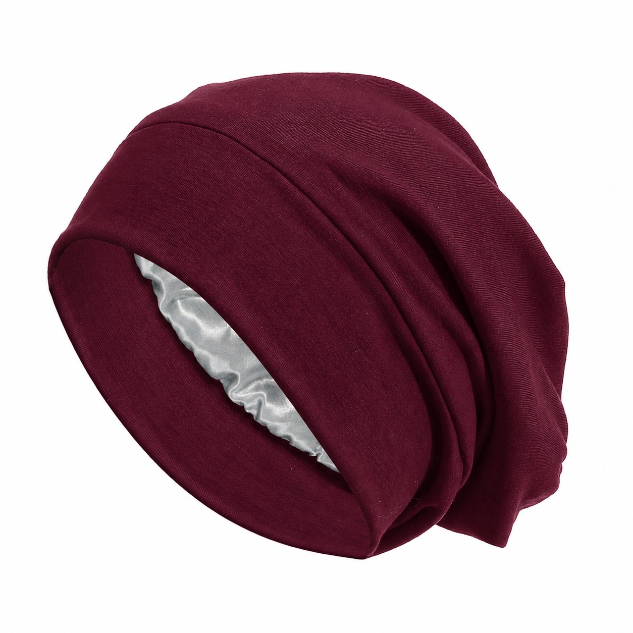Polyester Soft Lining Sleep Bonnet — Wine Red