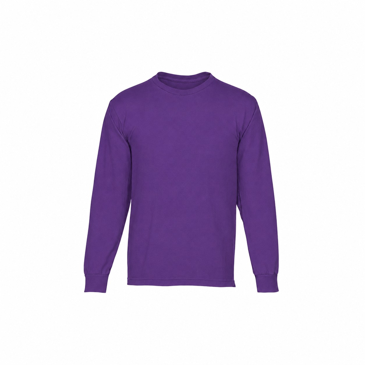 Cotton Long Sleeve T-Shirt With Reinforced Hem — Purple