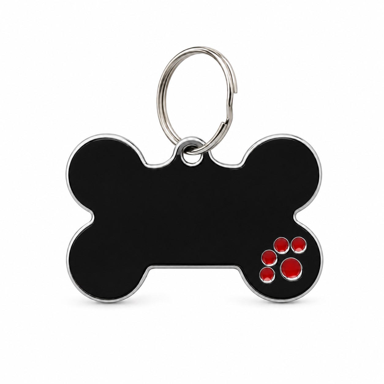Bone Shape Metal Pet Identification Tag — Black
