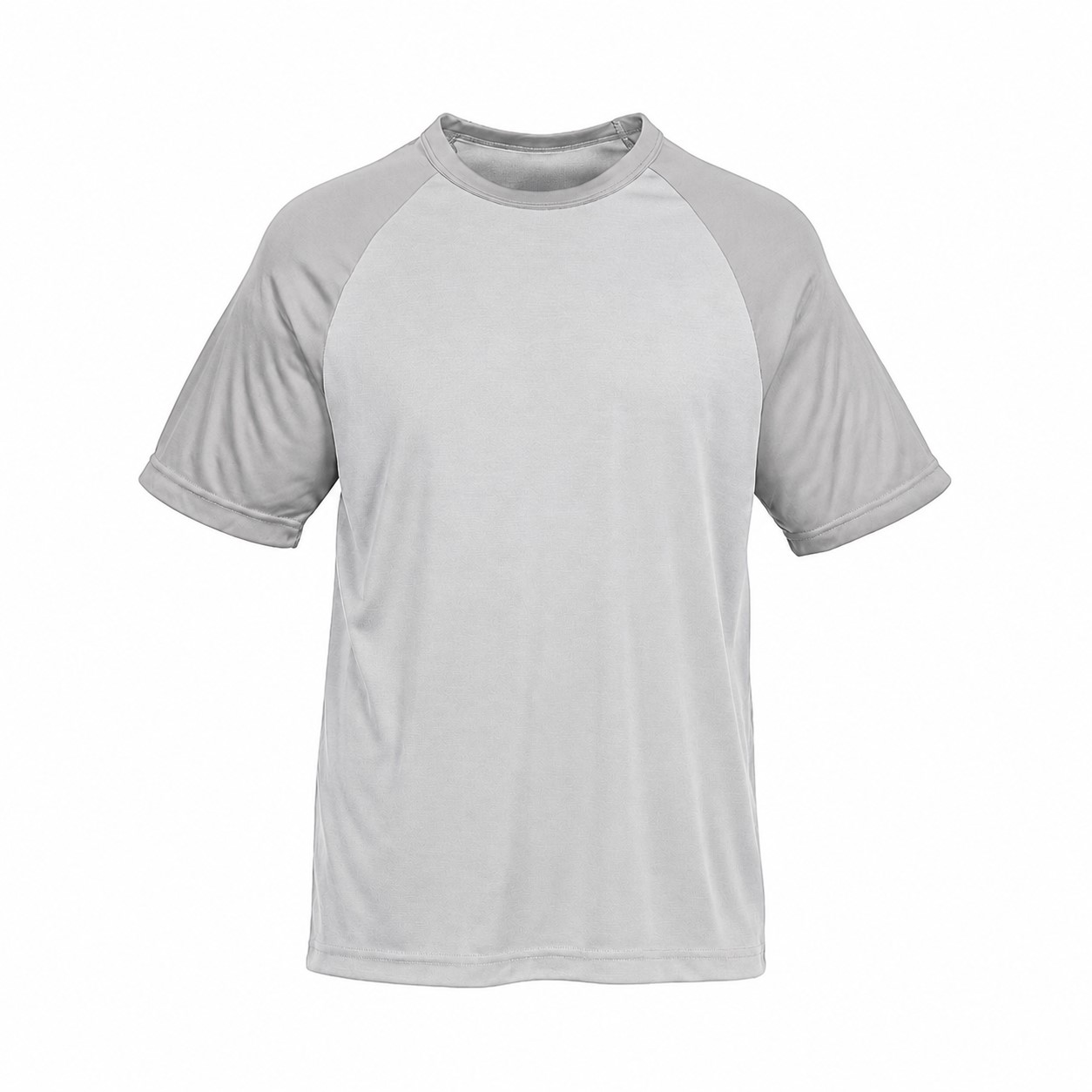 Colorblock Polyester Raglan Shirt — Silver