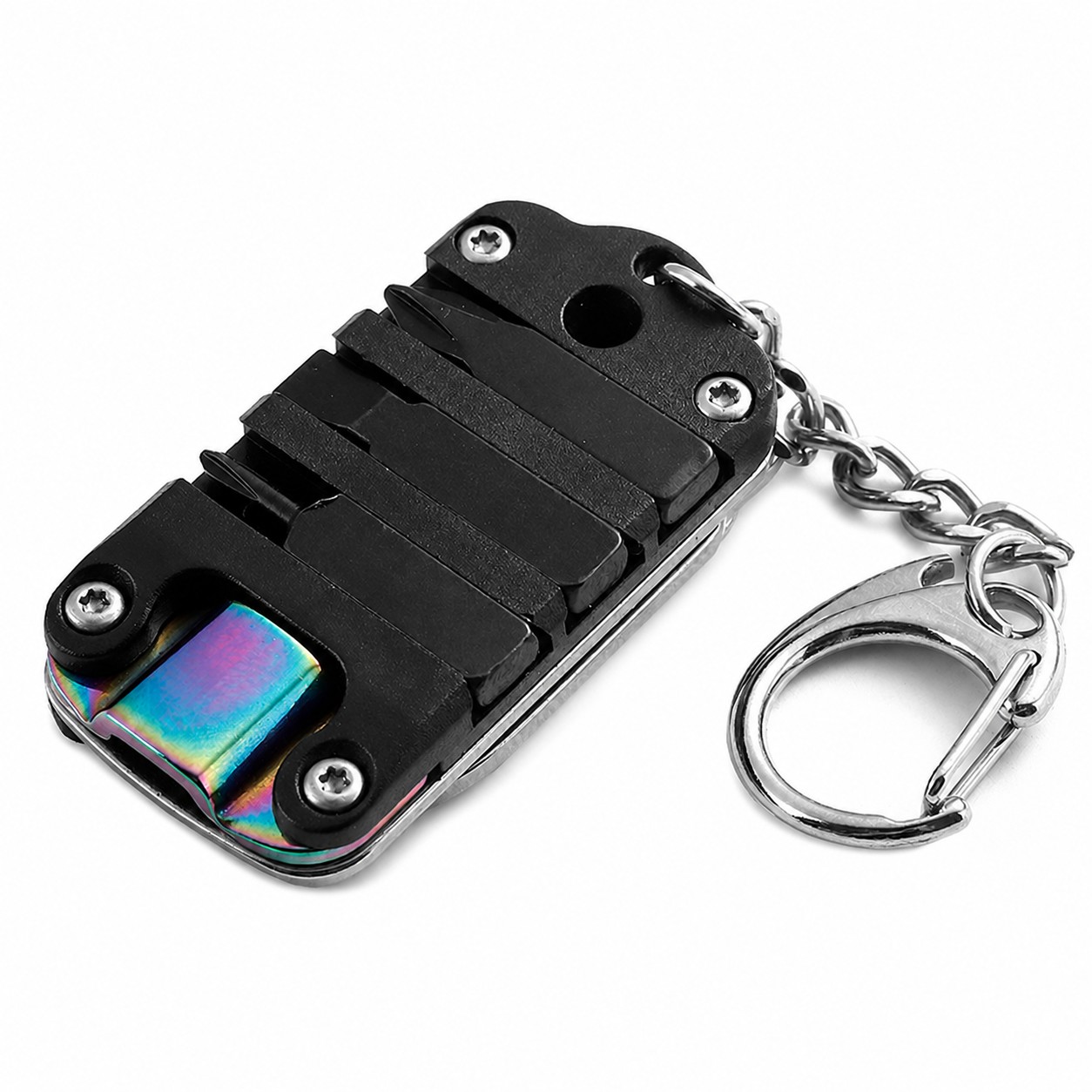 Metal Multi Tool Keychain Screwdriver — Black