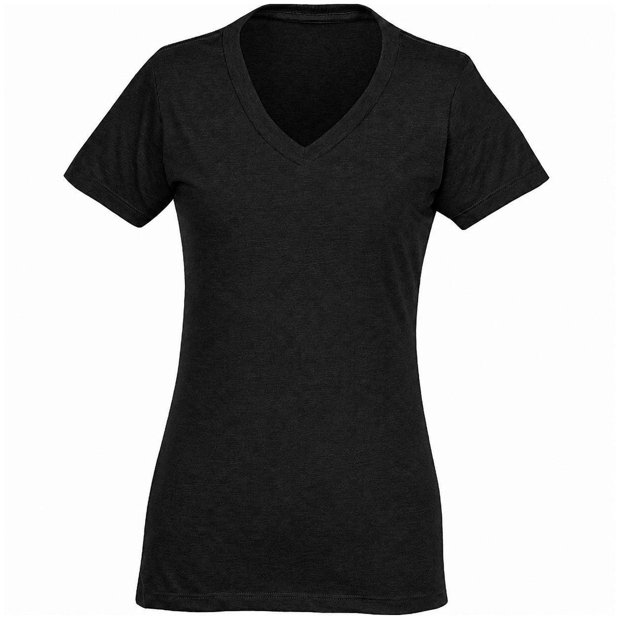 Ladies V Neck Cotton Polyester Tee — Black