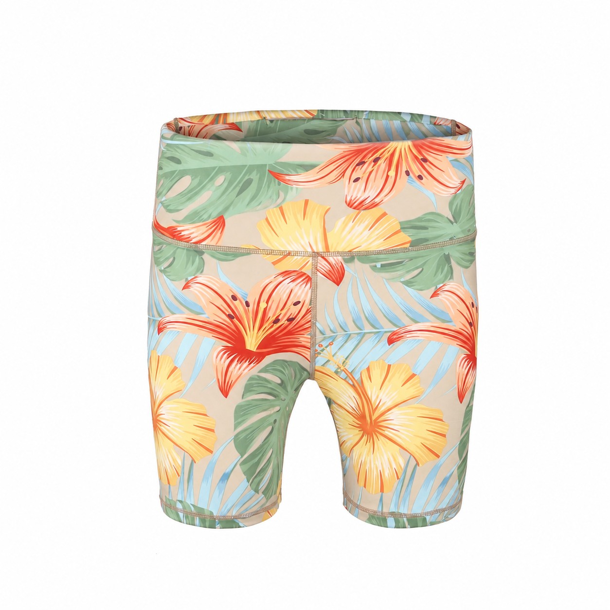High Waist Yoga Shorts — Natural Beige