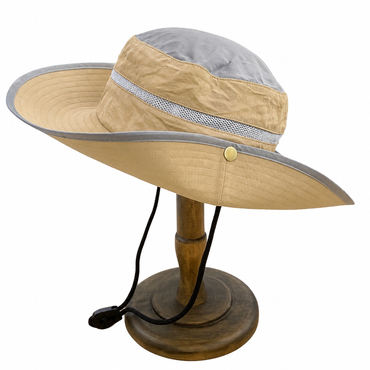Two Tone Polyester Boonie Sun Hat — Beige