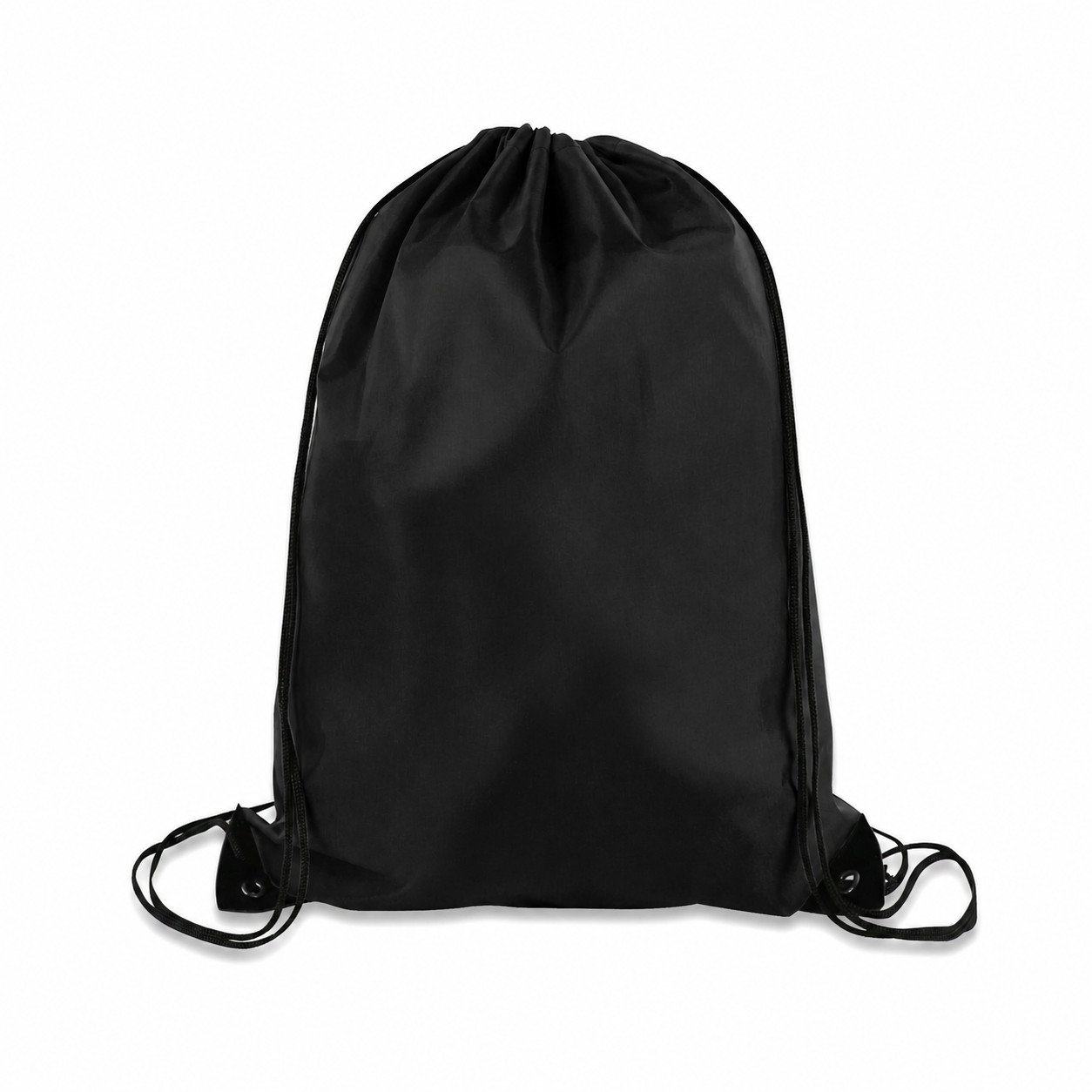 Reinforcement Trim Drawstring Bag — Black