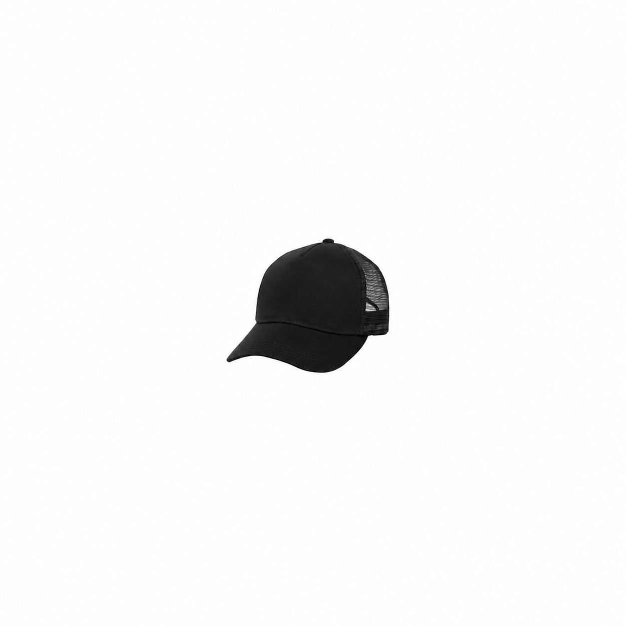 Structured Five Panel Trucker Cap — Black