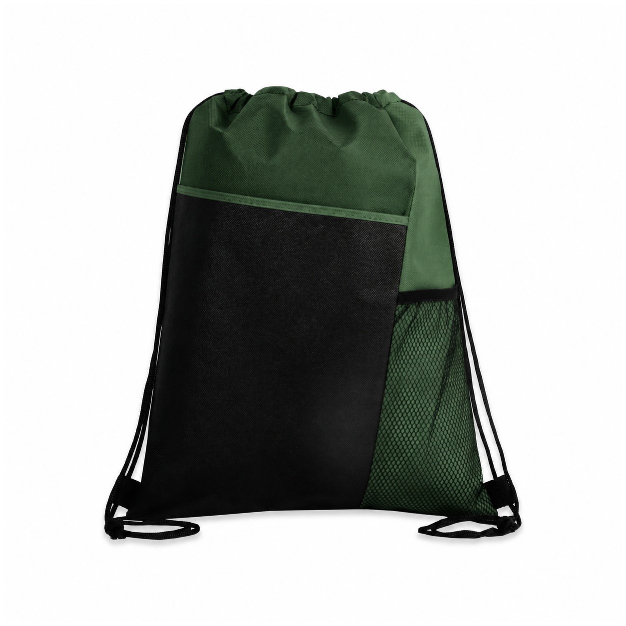 Tri-Color Mesh Drawstring Backpack — Forest Green