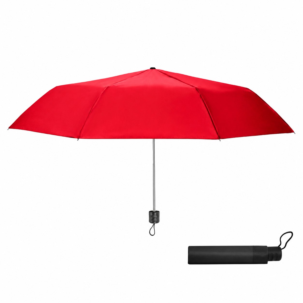 Compact Manual Folding Umbrella — Red